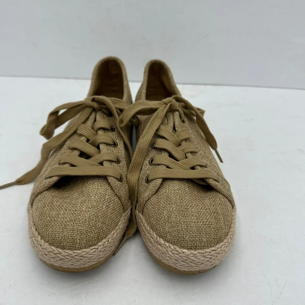 Tommy Bahama Galana‎ Tan Gold Shimmer Espadrille Sneakers Womens 9.5M PL251141